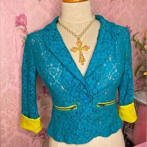 🌷 Material Girl 🌷 Blue & Green Lace Summer Blazer